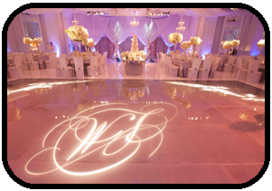 Tampa Wedding DJ logo lighting for wedding reception